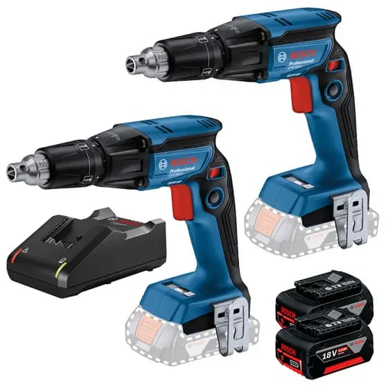 Kit com 2 Parafusadeira para Drywall Motor Brushless GTB 185-LI + 2 Baterias GBA 18V 4Ah e Carregador Bivolt GAL 18V-40
