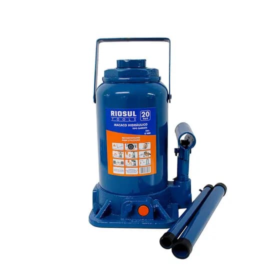 Macaco Hidráulico Tipo Garrafa 20 Toneladas com Alavanca Riosul Tools R070008