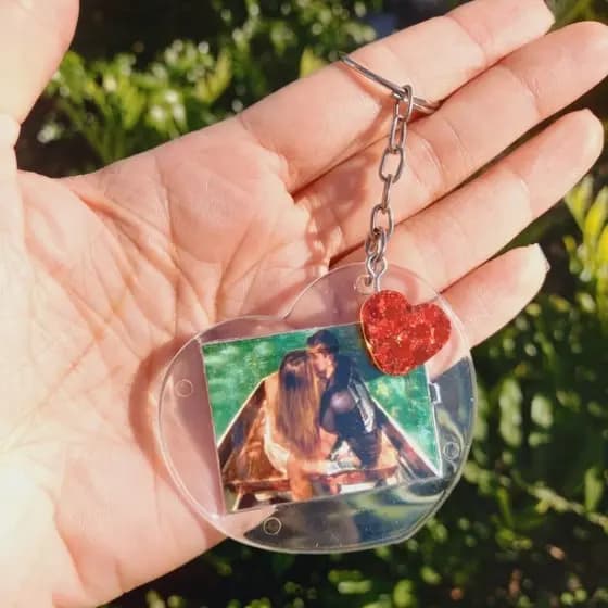 Chaveiro de Coração com Foto personalizado