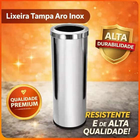 Lixeira Inox Tampa aro 3 Litros 5 Litros 7 Litros casa banheiro cozinha escritório