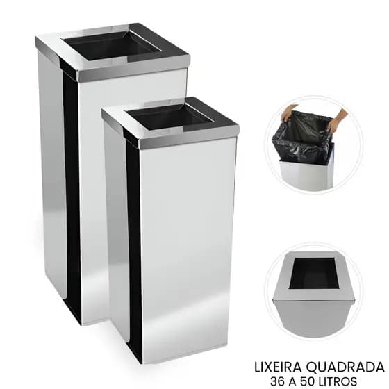 Lixeira Compacta de Inox com Tampa Aro: Ideal para Cozinhas, Banheiros e Escritórios