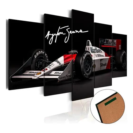 Kit 5 Quadros Decorativos Mosaico Ayrton Senna Mclaren Corrida Para Sala Quarto Escritório
