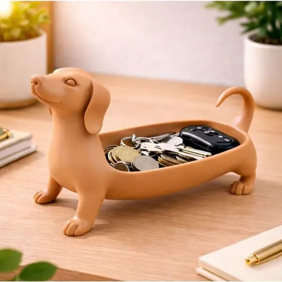 Organizador Porta Objetos Bandeja em Formato de Cão Raça Salsicha Dachshund