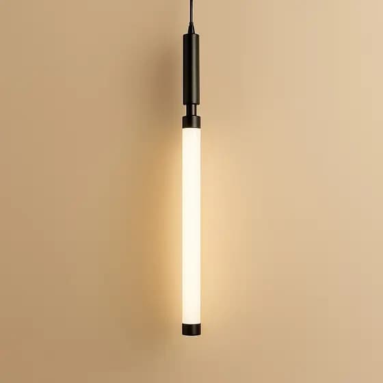 Luminária Suspensa LED Tubular Preto Minimalista Contemporânea Cozinha e Escritorio