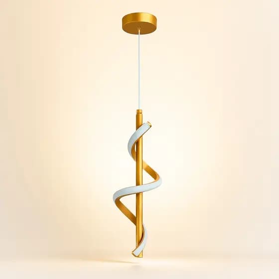 Pendente LED Espiral Dourado Moderno Suspenso Sala e Cozinha