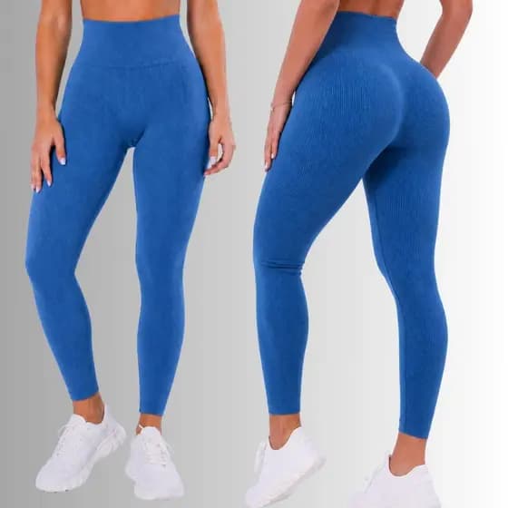 Calça Legging Cintura Alta Canelada Academia Sem Costura Fitness e Elástica Premium Feminina