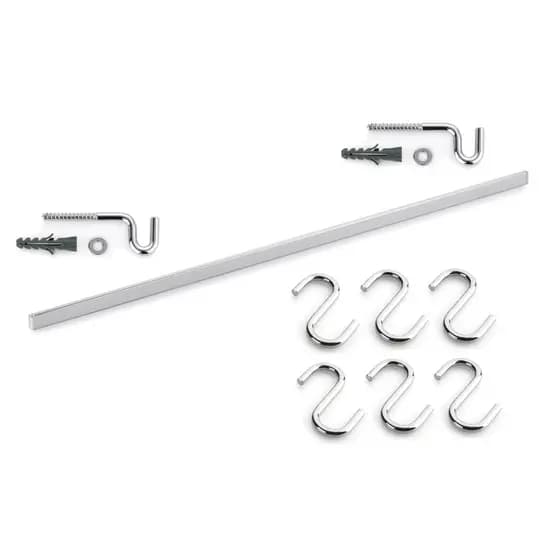Barra De Parede Cozinha 6 Ganchos 80cm Com Kit Instalação Aereo Suspenso Pendurar Utensilios Acessórios Cozinha