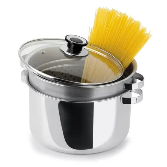 Espagueteira Panela Para Massas 7,2 L Inox 3 P/ Funciona Em Fogão De Indução Multiuso Legumes No Vapor Massas Forma Inox