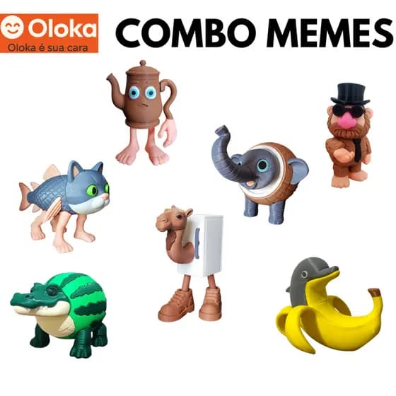 Kit com Bonecos de Memes Articulados - Matteo, Frigo Camelo, Ta ta ta ta Sahur, Cocoelefanto