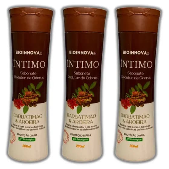 Kit 3 Sabonetes Intimo Barbatimão e Aroeira 200 ml BioInnova