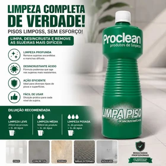 Limpa Piso Concentrado Desinscrustante Proclean 1L