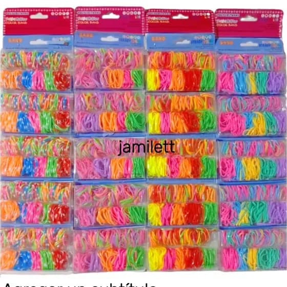 Kit 1 cartela com 5 Caixas Elásticos de Silicone para Cabelo – Colorido, Infantil, Feminino