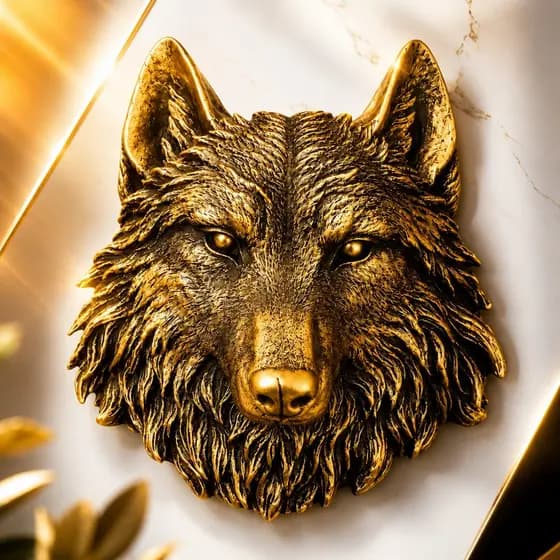 Escultura 3D Rosto Lobo Selvagem Realista Decoração Porta Parede Casa FEITO NO BR