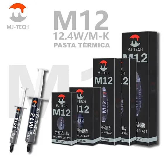 Pasta Térmica M12 de alto desempenho 12.4w/m.k - Resfriamento de PCs Gamer, GPU, Playstation, XBOX