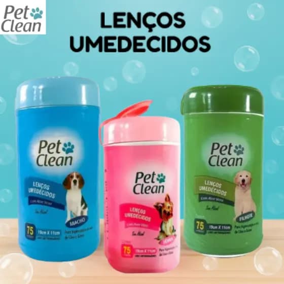 Lenço Umedecido para Cães Cachorro e Gatos Pet Clean