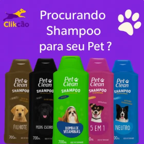 Shampoo e Condicionador 2 em 1 Banho e Tosa Pet Clean Cachorros e Gatos 700ml