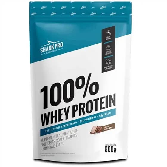 100% Whey Protein Shark Pro 900g Refil Original 26g Proteína Massa Muscular