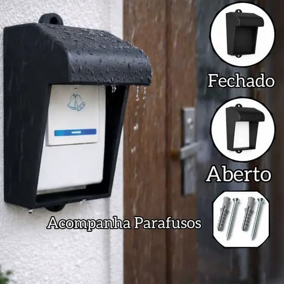 Protetor Campainha Interfone Sem Fio Externa Comercial Residencial Conta Sol Chuva