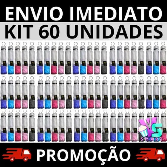 Kit 60 Sombrinhas Guarda Chuva Dupla Face Colorida Liso Proteção contra Raios UV Contra Vento