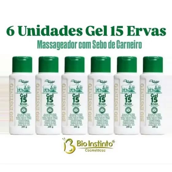 Kit 6 Unidades Gel 15 Ervas com Sebo de Carneiro 200g - Bio Instinto
