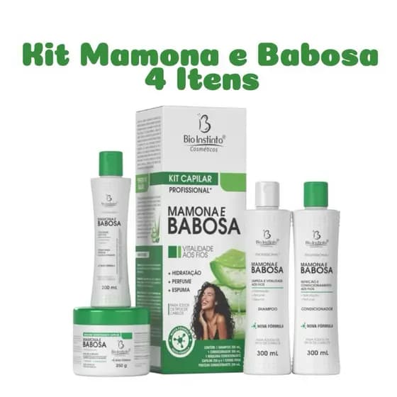 kit Capilar Profissional Mamona e Babosa 4 itens - Bio Instinto