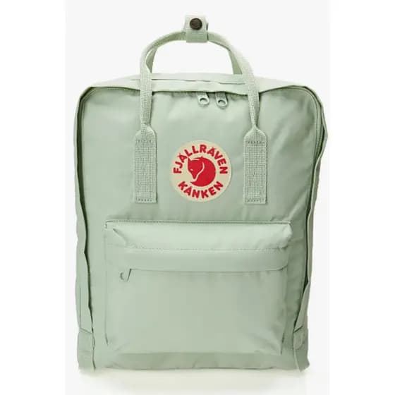 Mochila Kånken Clássica Vinylon – 16L, 3 Bolsos, Fjällräven (Verde Menta, Lisa)