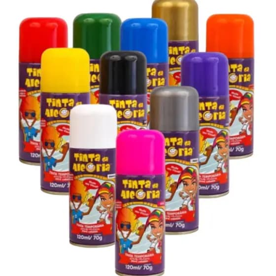 Kit 2 Tinta Spray para Cabelo Lavável Da Alegria Cabelo Maluco Escolha a Combinação de Cores