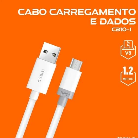 Cabo Carregador Turbo Rápido Reforçado V8 Tipo C 1mt