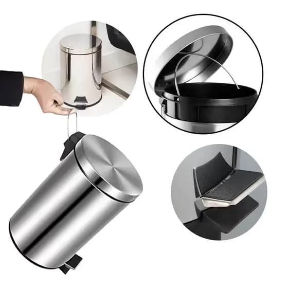 Lixeira Inox 5 Litros Com Pedal E Balde Interno Cozinha E Banheiro