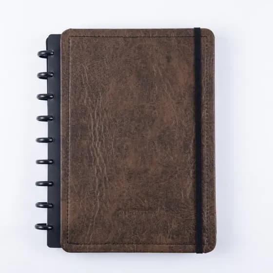 Caderno Inteligente Capa Dura Couro de Disco Reposicionável