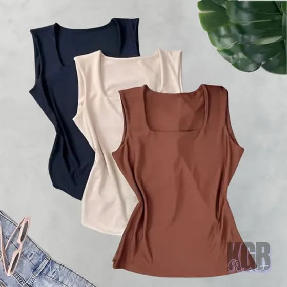 Blusa Regata Feminina Decote Quadrado Reto Em Suplex Premium Liso Lançamento Verão Moda Bloqueia Tendencia