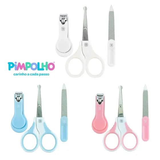 kit 3, Peças Cuidado Higiene Unha Infantil Em Aço Inox