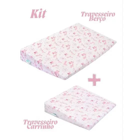Kit Travesseiro Rampa Anti Refluxo Com Capa Removível Para Berço e Carrinho
