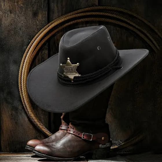 Texas cowboy atlético festa chapéu de cowboy ocidental chapéu de cowboy Retro xerife emblema chapéu de alta qualidade ca