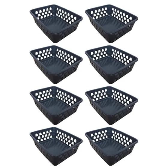 Kit 8 Unidades Cesto Organizador Multiuso Preto 16 x 12 x 6 cm