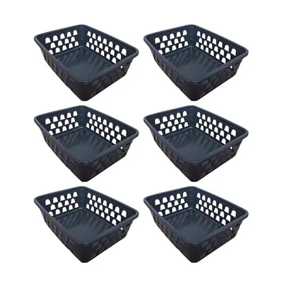 Kit 6 Unidades Cesto Organizador Multiuso Preto 16 x 12 x 6 cm