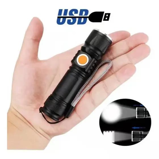 Mini Lanterna Tática Militar Longo Alcance T6 LED Recarregável USB WL-5027
