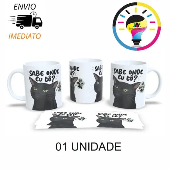 Caneca Personalizada Gato sabe onde eu tô? Tô nem ai - MEME