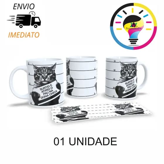 Caneca personalizada Engraçada Meme gato surtei e atirei o pau na chica