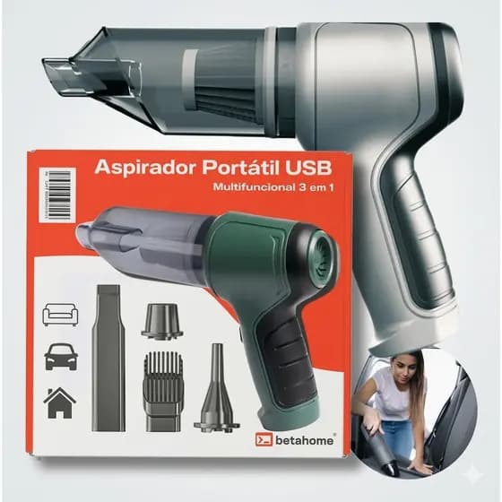 Mini Aspirador De Pó Soprador faz Vácuo 3 Em 1 Ar Portátil Usb Sem Fio Para Carro