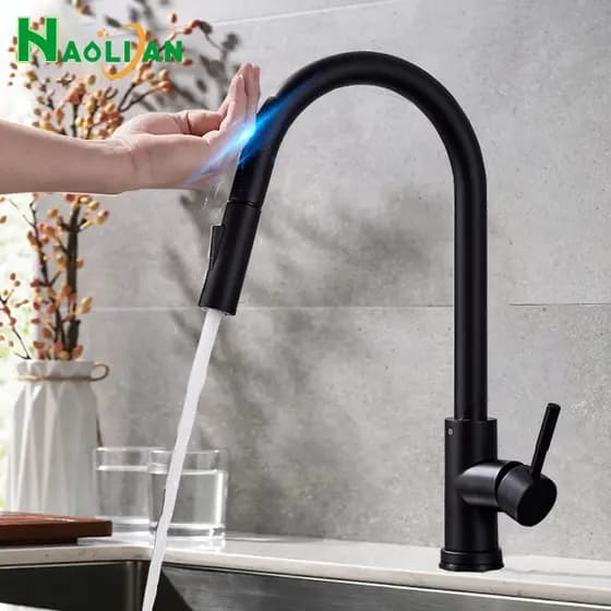 Sensor Torneira De Cozinha Gourmet Inox Misturador Toque Monocomando Bancada