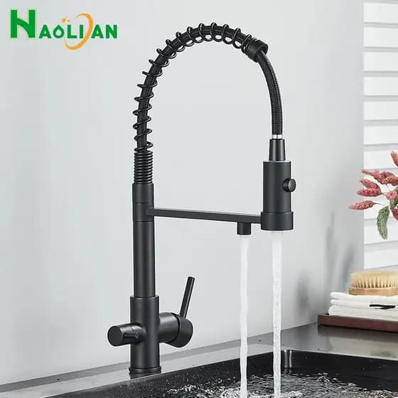 Preto Torneira Cozinha Filtrada Torneira Purificador De Água Potável Misturador De Purificação