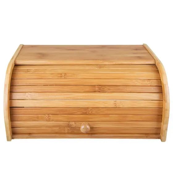 Porta Pao de Bambu Com Tampa Retratil Cesta Para Paes E Bolos
