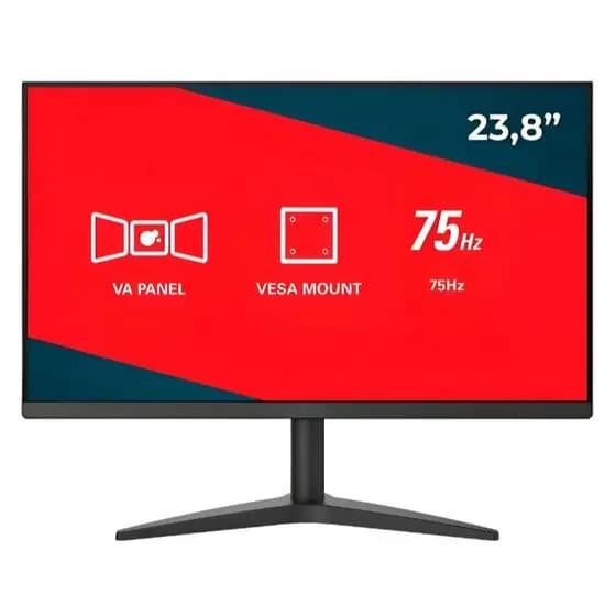 Monitor Gamer 23,8" Polegadas, 75hz, Hdmi/Vga, Full Hd 1920x1080p, Vesa