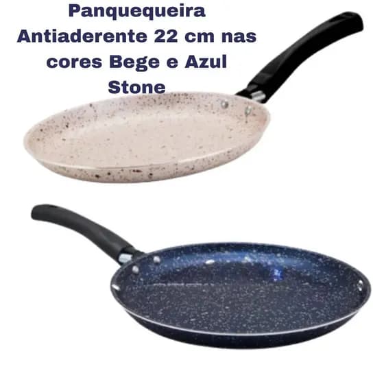 Panquequeira Colore 22cm Antiaderente Azul Stone e Bege