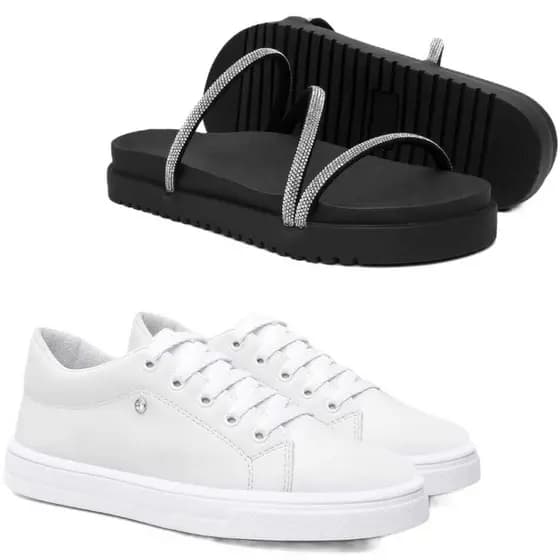 Tênis Casual Feminino Confortável + Papete Com Glitter