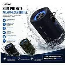 CAIXA DE SOM BLUETOOTH BASIKE IPX5 RGB POTENTE À PROVA D’ÁGUA