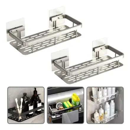Kit Suporte Shampo Sabonete Banheiro Adesivo Parede Box Luxo