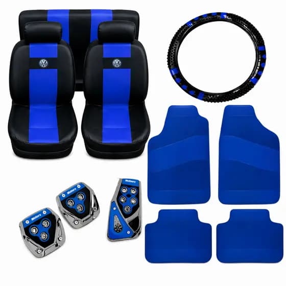 Kit De Capas Banco Tapete Capa De Volante Pedaleiras Azul vermelho Rosa Carro Gol Golf Polo Voyage