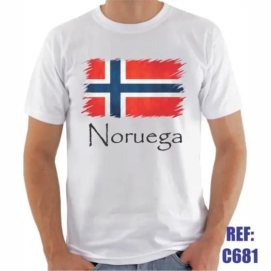 Linda Camiseta Noruega Bandeira País Europa Premium
